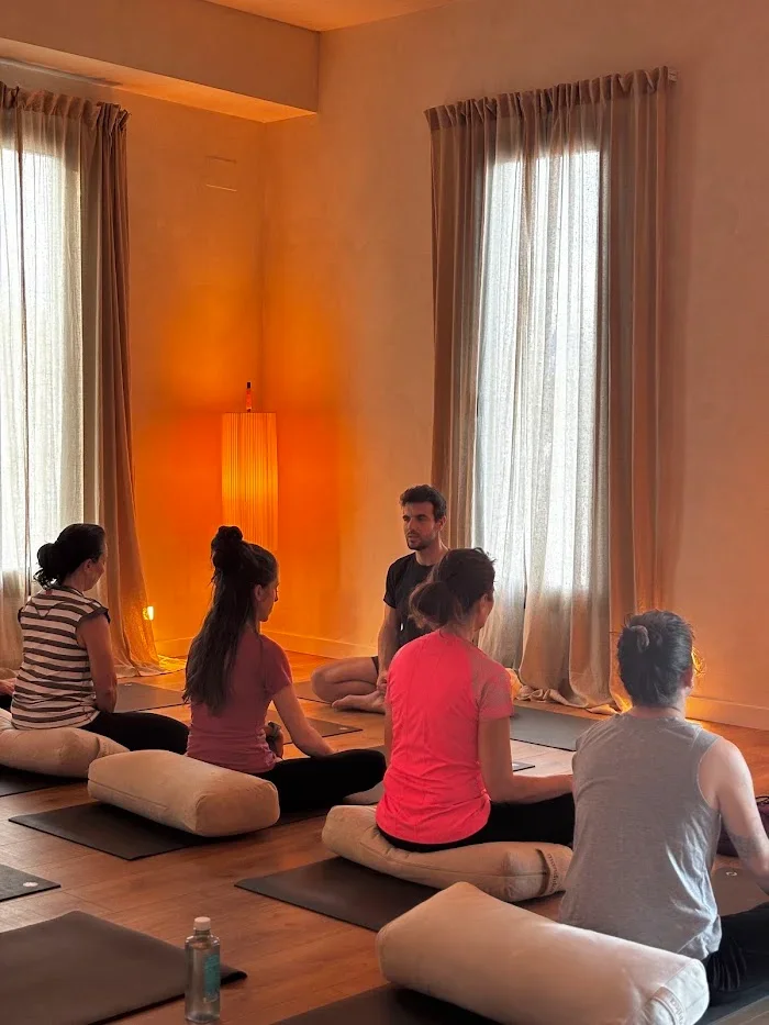 Group meditation class in the studio