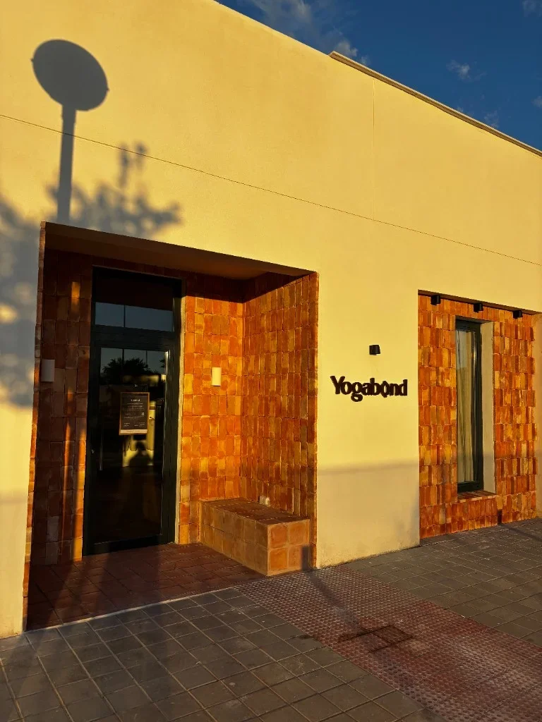 Exterior of YogaBond studio at sunset
